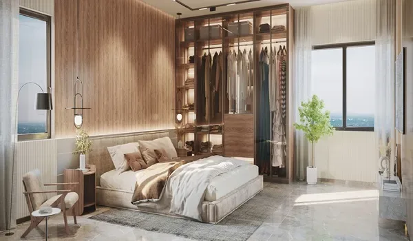 Representative impression of a secondary bedroom layout in an apartment