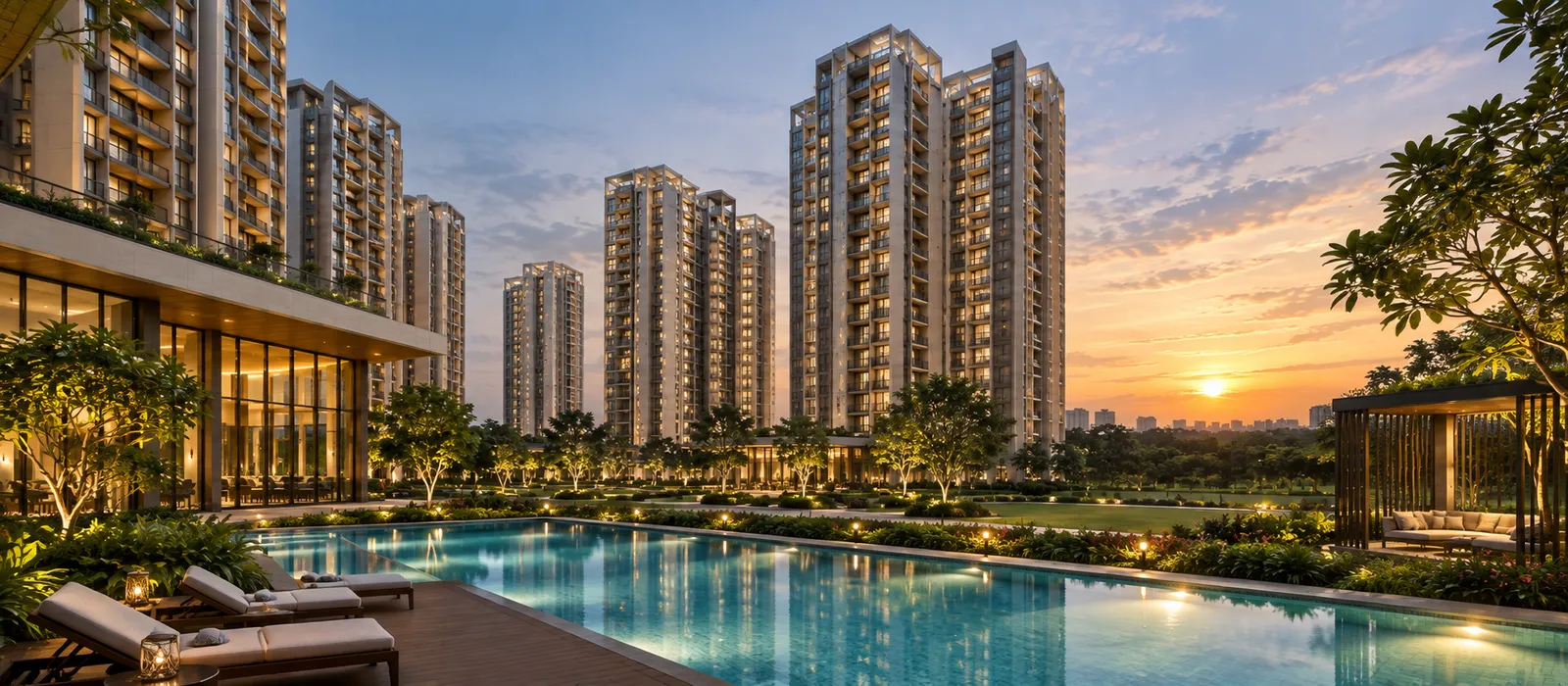 Representative image of a swimming pool and sun deck in a residential township; not a confirmed inclusion